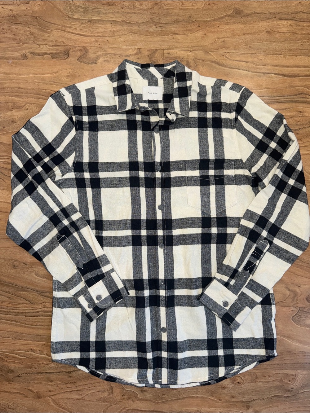 PacSun Black & Off White Plaid Button-Down Shirt